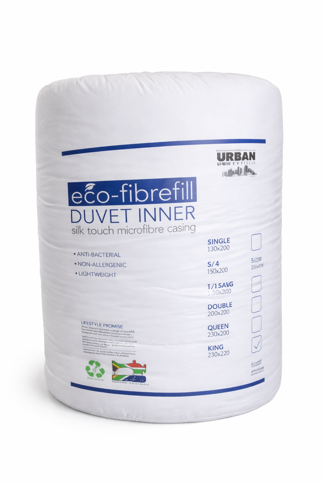 URBAN LIFESTYLE DUVET INNER ECO-FIBRE DOUBLE