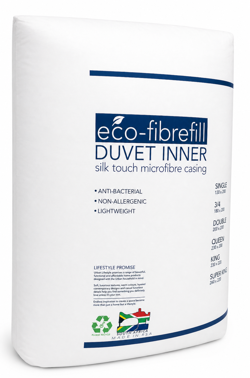 URBAN LIFESTYLE DUVET INNER ECO-FIBRE DOUBLE
